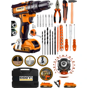 German Turbo GTX Motor Metal Şanzıman Lion Çift Akülü Şarjlı Vidalam Matkap +37 Pcs Comple Set