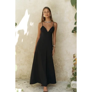 Onella Askılı Siyah Uzun Elbise