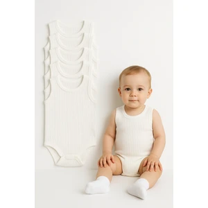 5'li Fitilli Çıtçıtlı Bebek Zıbın Seti Pamuklu Atlet Body Yazlık Kolsuz Bebek Zıbın Tulum Ribana