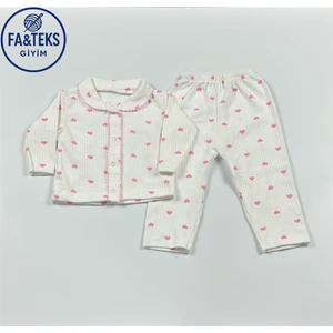 Kalp Desenli Kız Bebek Pijama Takımı