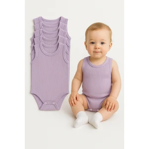 5'li Fitilli Çıtçıtlı Bebek Zıbın Seti Pamuklu Atlet Body Yazlık Kolsuz Bebek Zıbın Tulum Ribana