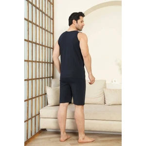 Erkek Bisiklet Yaka Düğmesiz %100 Pamuk Atlet Sporcu Kol Cepli Şortlu Pijama Takımı