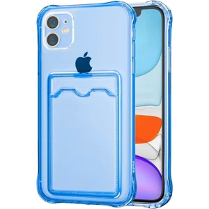 Apple iPhone 12 Mini Kılıf Darbe Emici Köşe Korumalı Kartlıklı Cüzdanlı Silikon Kapak - Mavi