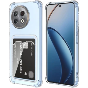 Tecno Spark 30 Pro Kılıf Darbe Emici Köşe Korumalı Kartlıklı Cüzdanlı Silikon Kapak - Şeffaf