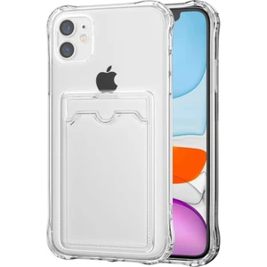 Apple iPhone 12 Mini Kılıf Darbe Emici Köşe Korumalı Kartlıklı Cüzdanlı Silikon Kapak - Şeffaf