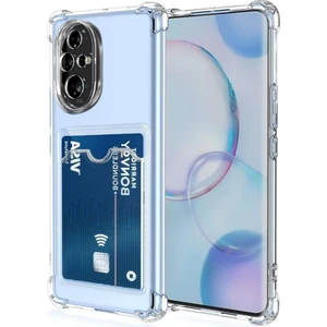 Honor 200 Pro Kılıf Darbe Emici Köşe Korumalı Kartlıklı Cüzdanlı Silikon Kapak - Şeffaf