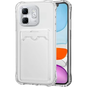 Infinix Hot 50I Kılıf Darbe Emici Köşe Korumalı Kartlıklı Cüzdanlı Silikon Kapak - Şeffaf