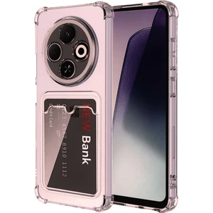 Tecno Spark 30C Kılıf Darbe Emici Köşe Korumalı Kartlıklı Cüzdanlı Silikon Kapak - Füme