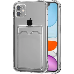 Apple iPhone 12 Mini Kılıf Darbe Emici Köşe Korumalı Kartlıklı Cüzdanlı Silikon Kapak - Füme