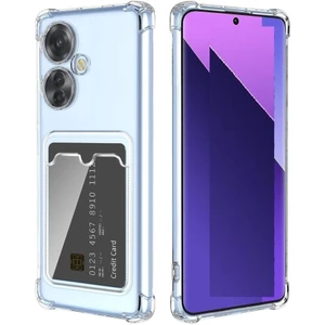 Oppo A60 Kılıf Darbe Emici Köşe Korumalı Kartlıklı Cüzdanlı Silikon Kapak - Şeffaf