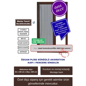 💥Plise  Pileli Sürgülü  En140 x Boy240 cm kayar Kapı pencere Sineklik (Demir Kapı ,ahşap Kapı, Çelik Kapı Pimapen Kapı sinekliği)