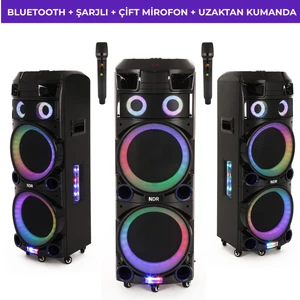 Ndr Ndr-7022 3000w Taşınabilir Karaoke Hoparlör – Çift Mikrofonlu Rgb Led Işıklı