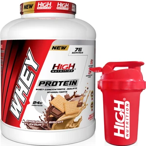 High Nutrition Protein Tozu 2280 gr Çikolata Bisküvi Aromalı 24 gr Protein 76 Servis Shaker Hediye