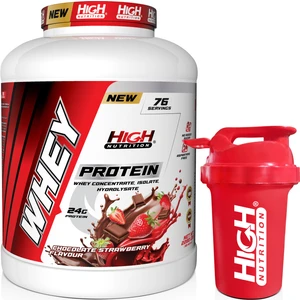 High Nutrition Protein Tozu 2280 gr Çikolata Çilek Aromalı 24 gr Protein 76 Servis Shaker Hediye