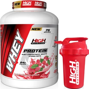 High Nutrition Whey Protein 2280 gr Ahududu Aromalı Protein Tozu 24 gr Protein 76 Servis Shaker Hediye