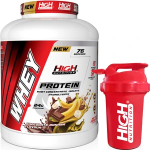 High Nutrition Protein Tozu 2280 gr Çikolata Muz Aromalı 24 gr Protein 76 Servis Shaker Hediye