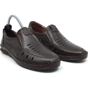 %100 Hakiki Deri Erkek Yazlık Rahat Günlük Delikli Çarık Ayakkabı Yeni Sezon 40-45