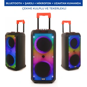 Ndr Ndr-1095 6000w Taşınabilir Rgb Led Karaoke Hoparlör – Mikrofonlu | Tekerlekli | Şarjlı