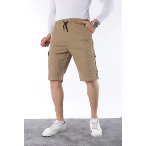 Erkek Comfort Fit Keten Bel Lastikli Cepli Kapri Şort