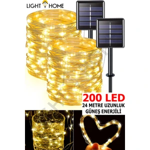 200 LED Güneş Enerjili Dekoratif Peri LED - Dış Mekan, Bahçe, Parti Işıkları,balkon