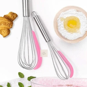 Hill Homes Sıyırıcılı Paslanmaz Çelik Çırpıcı Pratik Yumurta Sos Karıştırıcı Spatulalı Yeni 30 cm