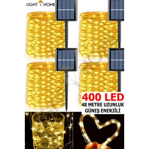 400 LED 48 Metre Güneş Enerjili Dekoratif Peri LED - Dış Mekan, Bahçe, Parti Işıkları,Balkon