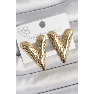 316 Çelik Gold Renk Işlemeli Kalp Model Kadın Küpe