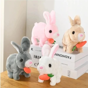 Sevimli Zıplayan Ağzında Havuç Tavşan Oyuncak Pilli Tavşan