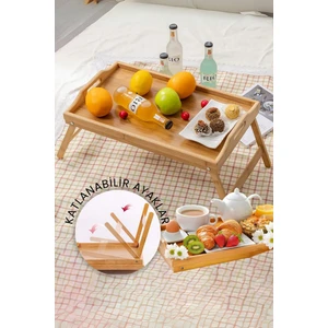 Mithra Life Katlanır Ayaklı Portatif Bambu Yatak Koltuk Piknik Keyif Tepsisi MIT1142