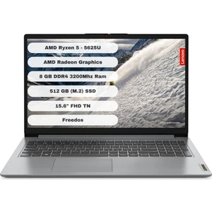 IdeaPad 1 AMD Ryzen 5 5625U 8GB 512GB SSD Freedos 15.6" FHD Taşınabilir Bilgisayar 82R400VPTX