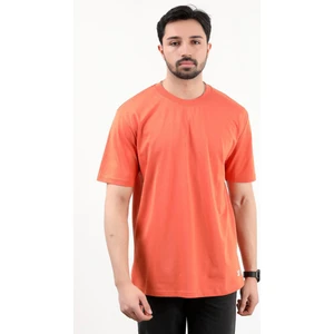 Erkek Bisiklet Yaka Basic Pamuklu T-Shirt Turuncu - 2271