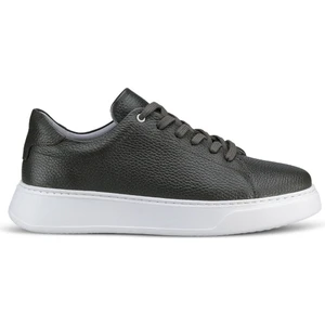Erkek Haki  Deri Esnek Taban Bağcıklı Casual Ayakkabı Sneaker