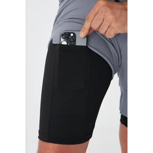 Erkek Taytlı Fermuarlı Cepli Spor Şort Füme 5807-F