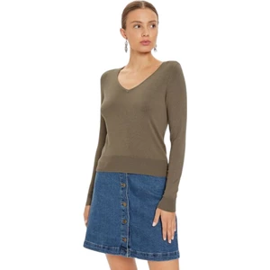 Kadın V Yaka Triko Kazak 15333990