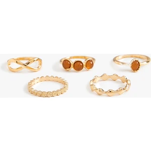 Taş Detaylı 5'li Yüzük Seti