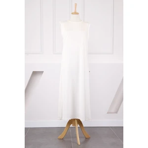 Ekru Bisiklet Yaka Kolsuz Içlik Elbise