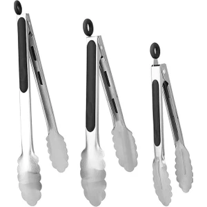 Frontera Silikon Saplı Metal Uçlu Kilit Sistemli Smart 3'lü Maşa Seti Siyah