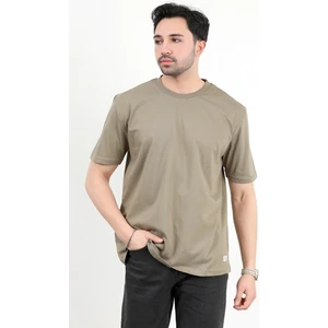 Erkek Bisiklet Yaka Basic Pamuklu T-Shirt Haki - 2271