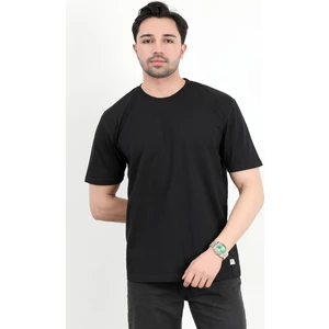 Erkek Bisiklet Yaka Basic Pamuklu T-Shirt Siyah - 2271