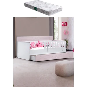 Yavrulu Karyola, Flora Yavrulu Montessori Karyola - Pembe + 1 Adet Comfort Yatak