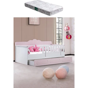 Yavrulu Karyola, Flower Yavrulu Montessori Karyola - Pembe + 1 Adet Comfort Yatak