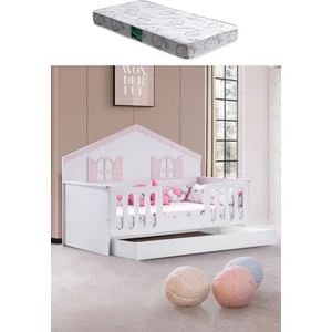 Yavrulu Karyola, Poli Yavrulu Montessori Yatak - Pembe + 1 Adet Comfort Yatak