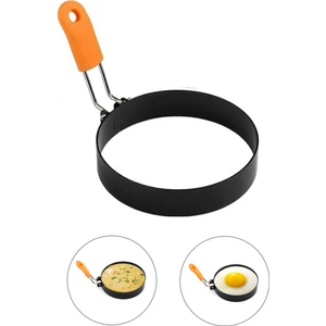 Masbedo Yuvarlak Yumurta ve Pancake Şekillendirici Tava Kalıbı Isıya Dayanıklı, Silikon Saplı
