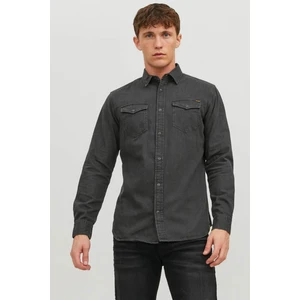 Jack & Jones JJESHERIDAN SHIRT L/S NOO Siyah Erkek Gömlek