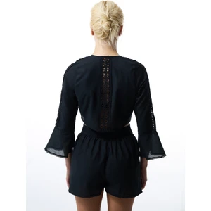 Siyah West Poplin Crop Top Üst