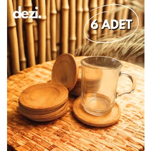 6 Adet Yuvarlak Bambu Altlık, Bardak Altlığı, Fincan Tabağı, Çay Tabağı Altlığı