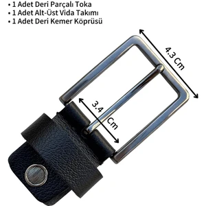Süzer Deri Siyah 3.5 Cm. Yedek Kemer Tokası  Deri Vidalı