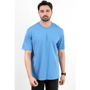 Erkek Bisiklet Yaka Basic Pamuklu T-Shirt Mavi - 2271