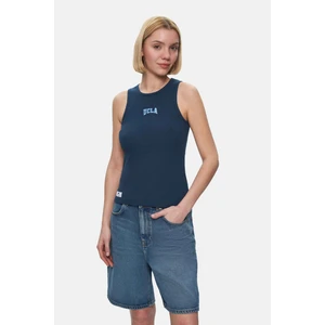 Salınas Lacivert Sıfır Kol Nakışlı Kadın Tshirt