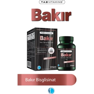 Bakır 120 Bitkisel Kapsül Bakır Bisglisinat 2 mg